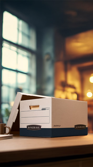 Photo of a record storage box on a table