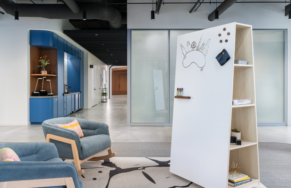 Man walking in office hallway