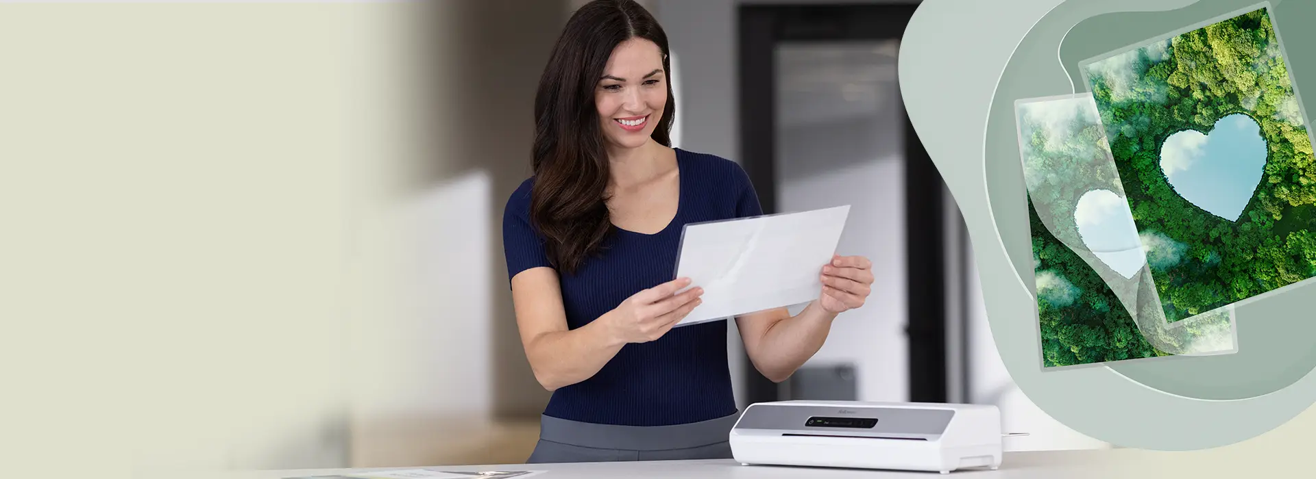 Man stood at a desk and a woman sat at a desk