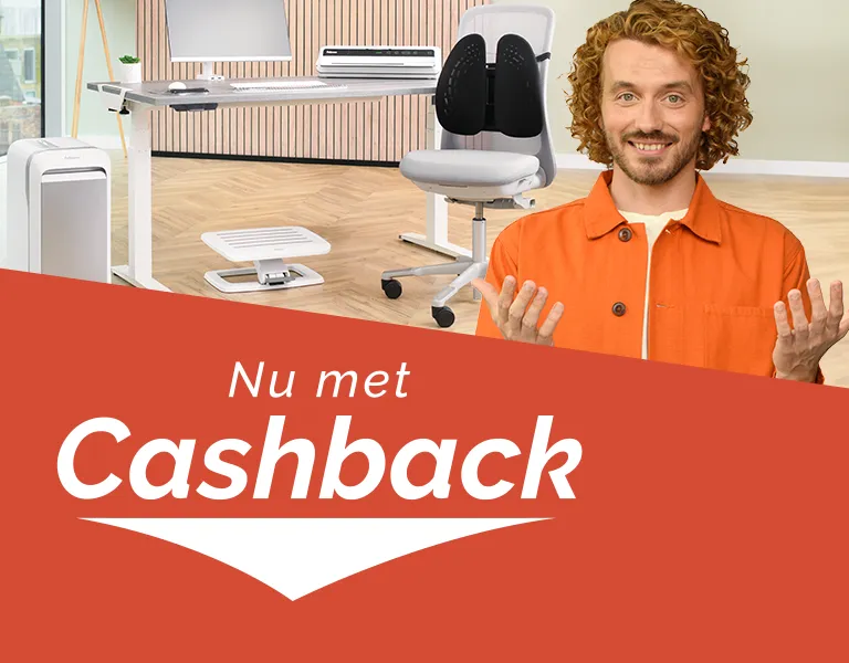 The Worklife Coach leaning on a desk of Fellowes products