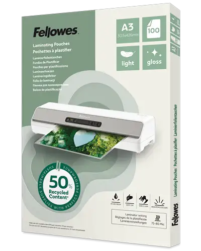 A3 Laminierfolien mit 50 % recyceltem Material – Light, glänzend, 100 Stk