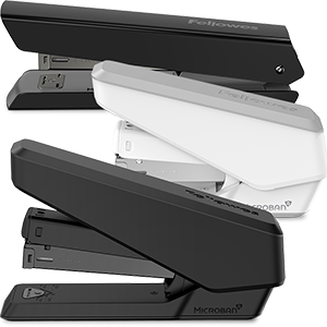 A lineup of Fellowes Staplers