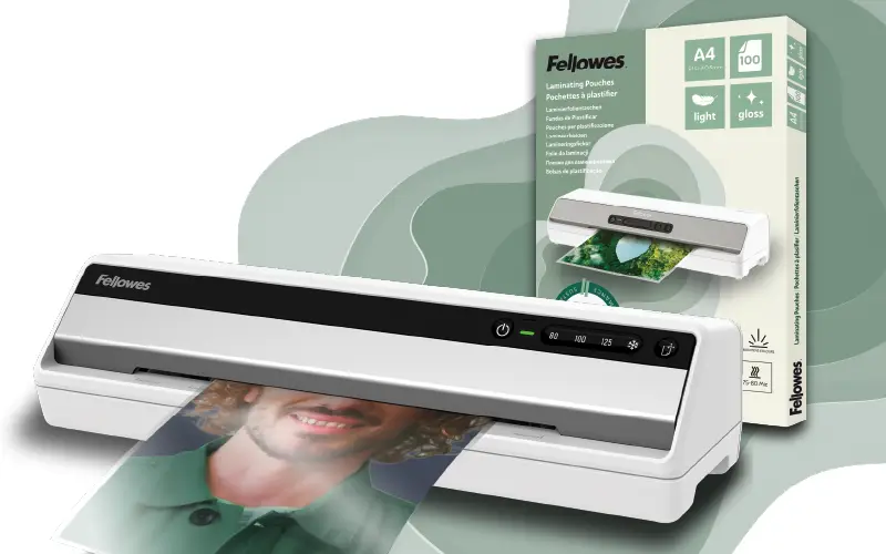 Fellowes laminator and laminating pouch pack