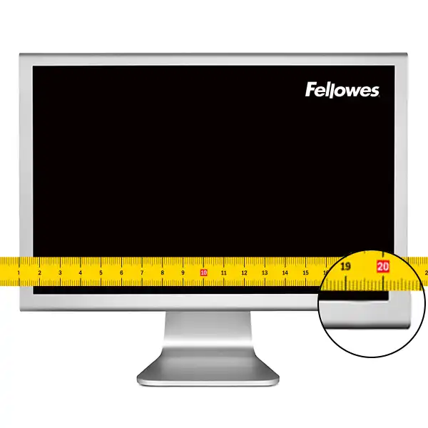 Tape measure measuring screen size of a monitor