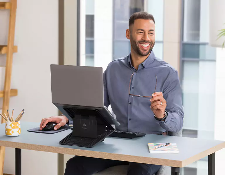 Man sat with laptop