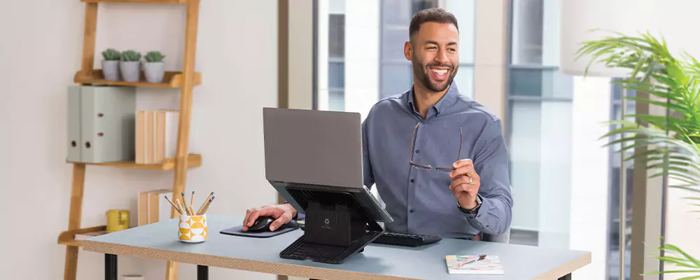 Man sat with laptop