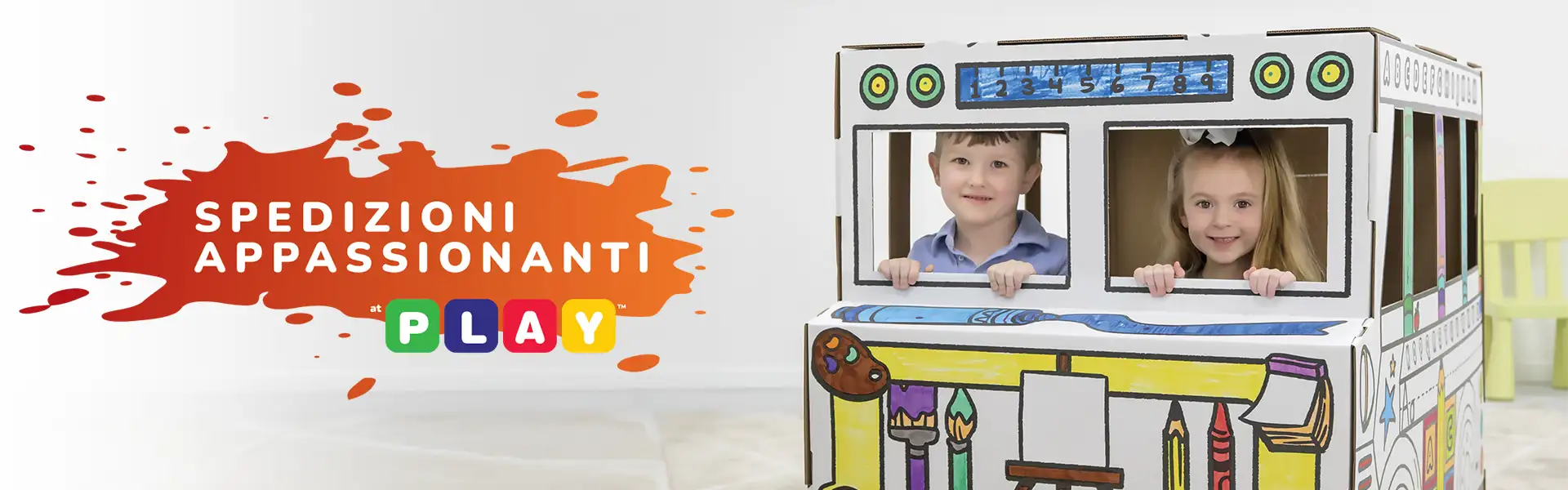 Boy playing in playhouse