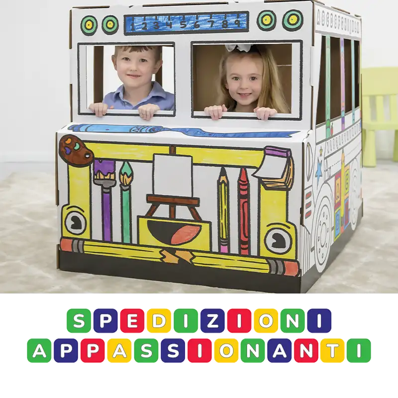 Boy and girl in Play Bus