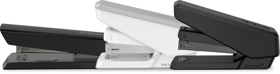 A lineup of Fellowes Staplers