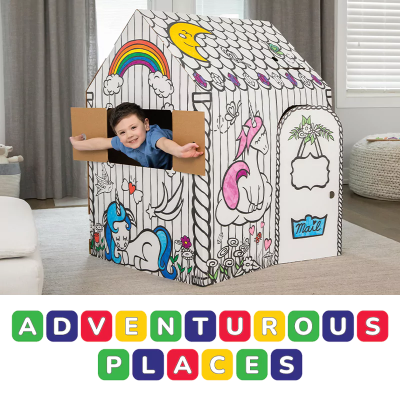 Boy in play house