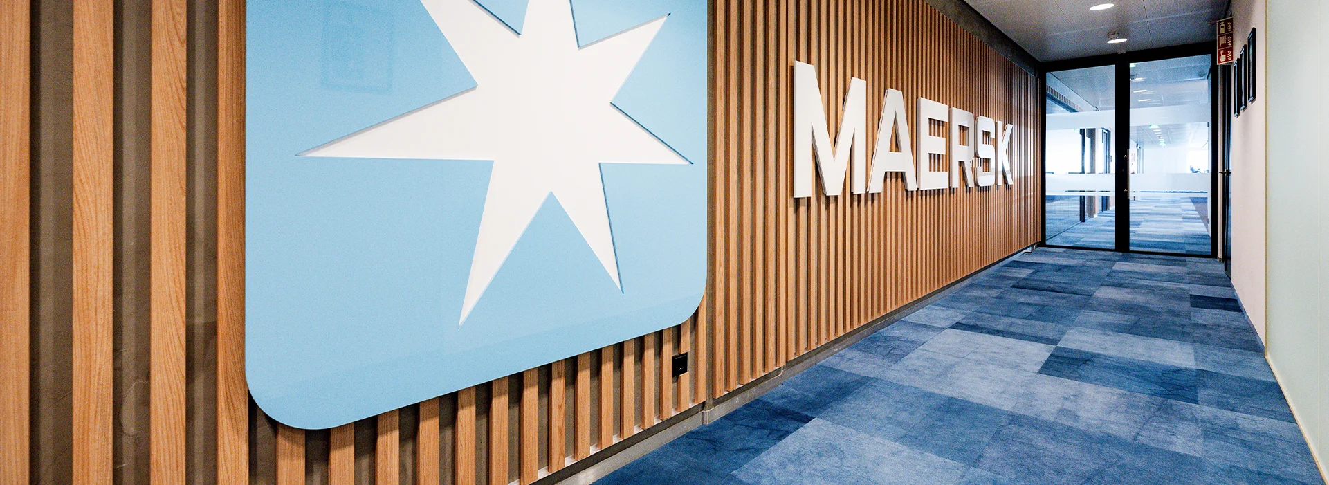 Office corridor with Maersk logo