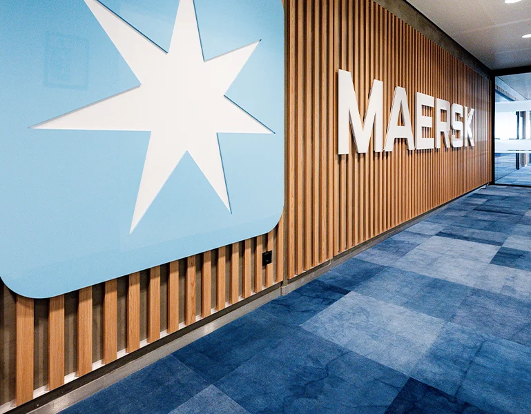 Office corridor with Maersk logo