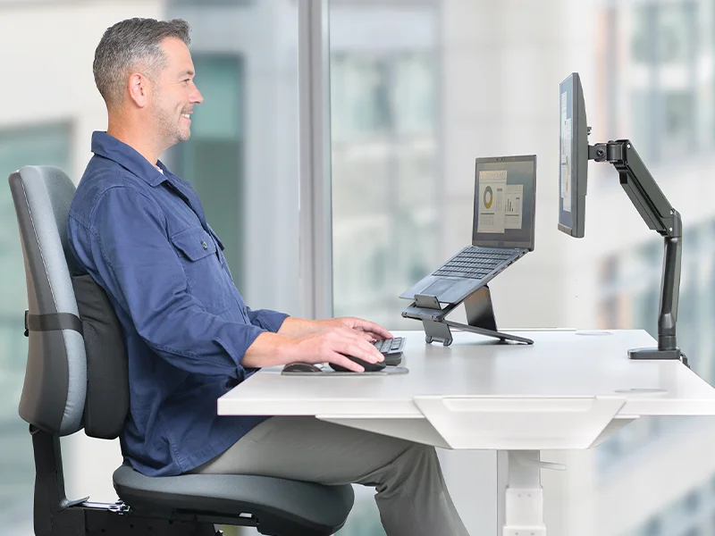 Man using a back support