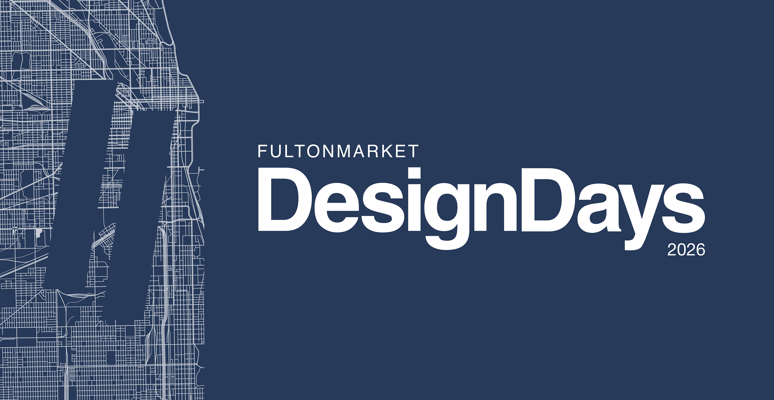 Image of the Chicago Map on a blue background with Design Days on top
