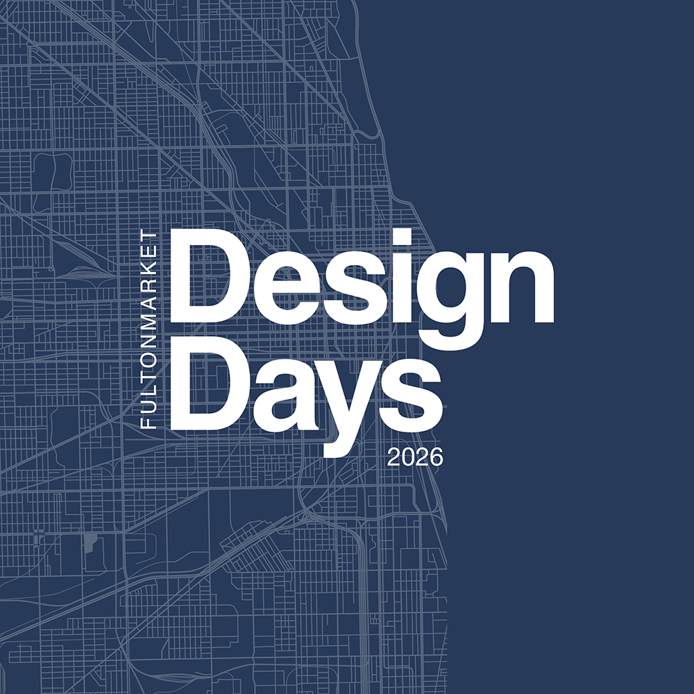 Image of the Chicago Map on a blue background with Design Days on top