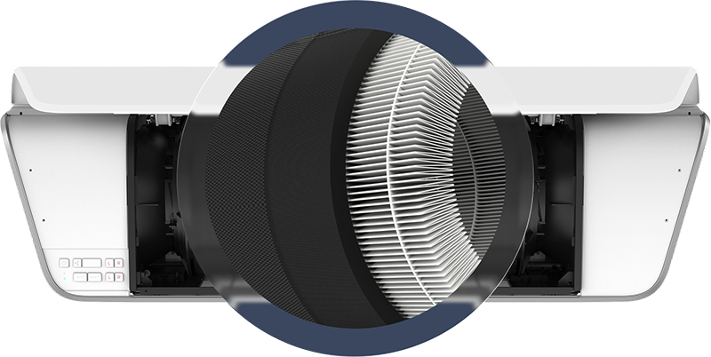 Image of a cutaway of the Array Ceiling Air Purifier
