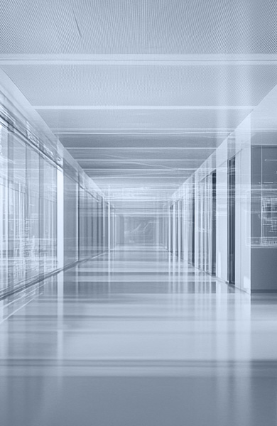 photo of a long hallway in an office building