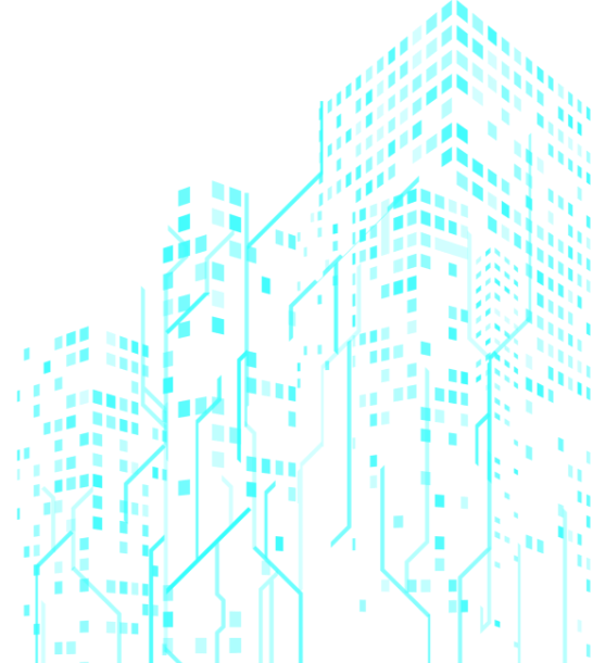 an image of a building using shapes to make out the building.