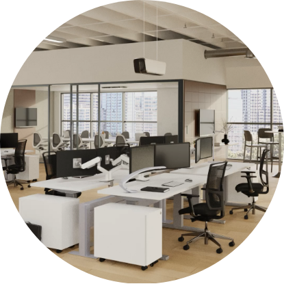 Image of an Array Ceiling device hanging in an office