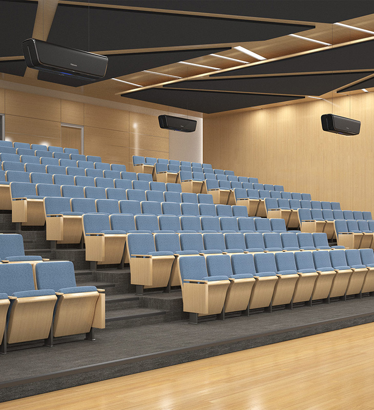 Image of multiple Array Ceiling units in a large lecture hall