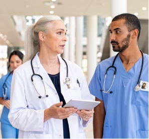 Doctor and nurse talking