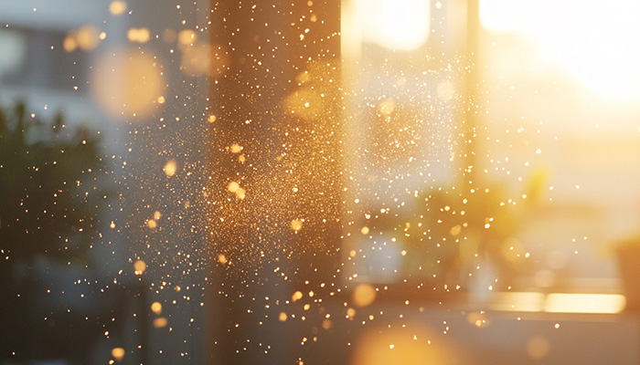 Image of particulates floating in the air in an office space