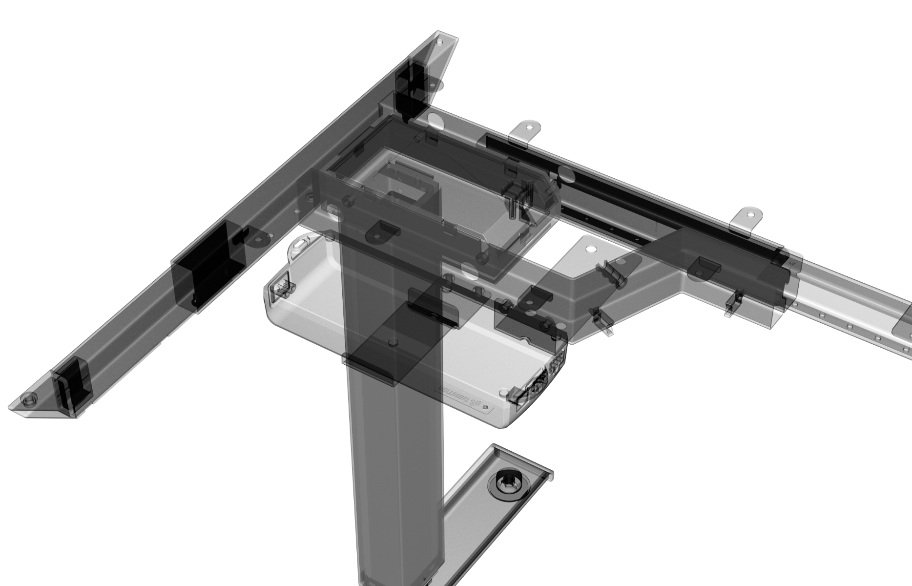 diagram of the internal workings of a height adjustable table
