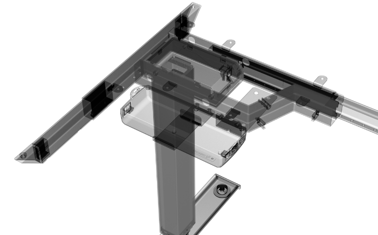 diagram of the internal workings of a height adjustable table