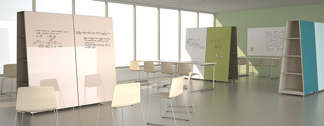 Image of a Markerboard with a mobile stand in an office