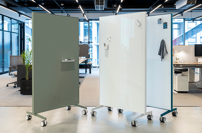 Image of a Markerboard with a mobile stand in an office