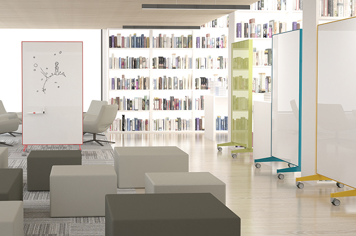 Image of a Markerboard with a mobile stand in an office