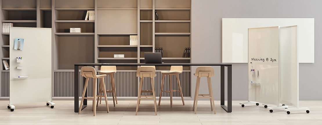 Image of a Markerboard with a mobile stand in an office