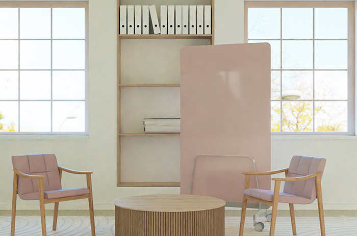 Image of a Markerboard with a mobile stand in an office