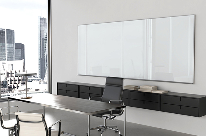 Image of a wall mounted markerboard in an office