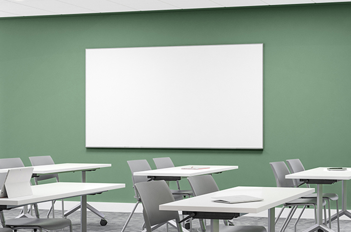 Image of a wall mounted markerboard in an office