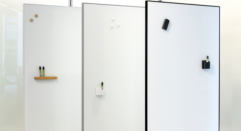 Image of the three colors of eM Markerboards next to each other