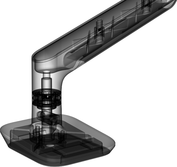 diagram of the internal workings of a monitor arm