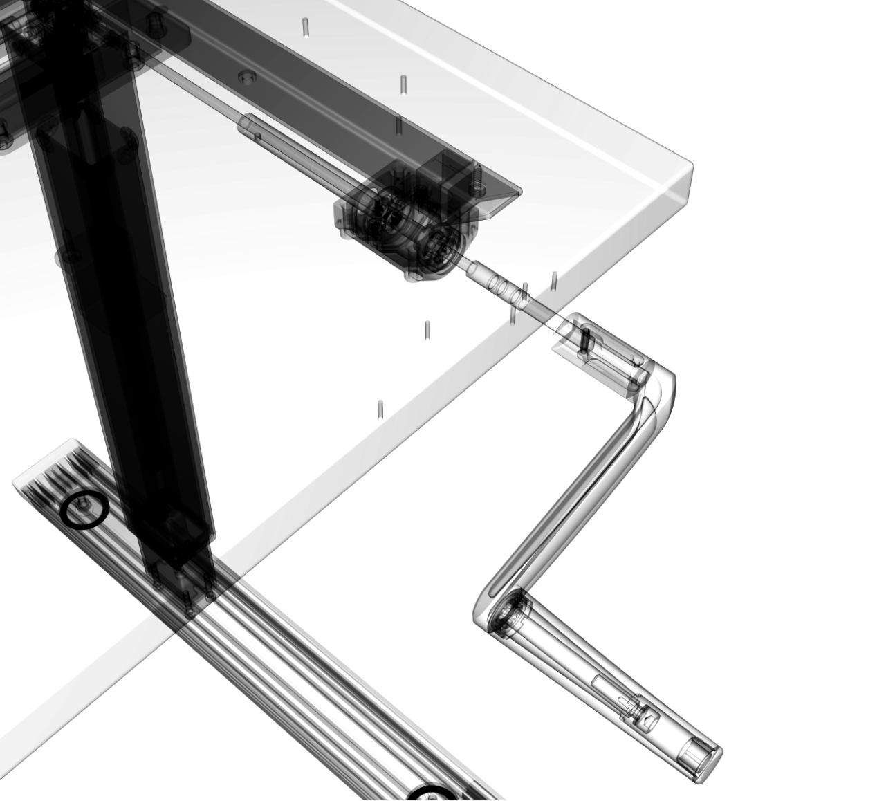 Image of a diagram of the inner workings of the lifting table mechanism