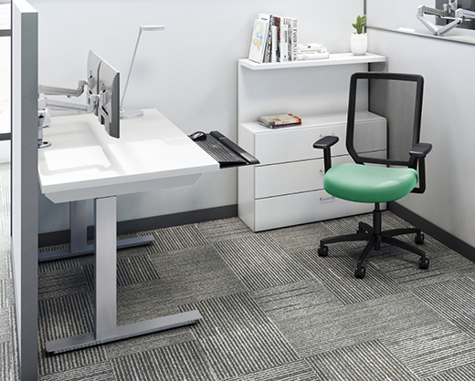 Image of multiple Trada tables in an office