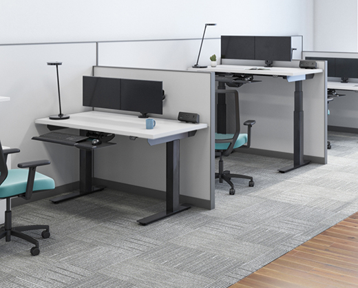 Image of multiple Trada tables in an office