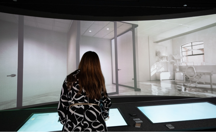 Woman using the Fellowes Portray System
