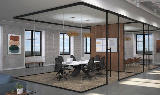 Image of the Titan Wall System making a meeting room