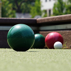 Image of Bocce balls on the ground