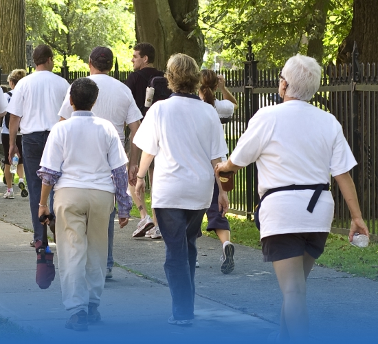 image of event participants walking the event route