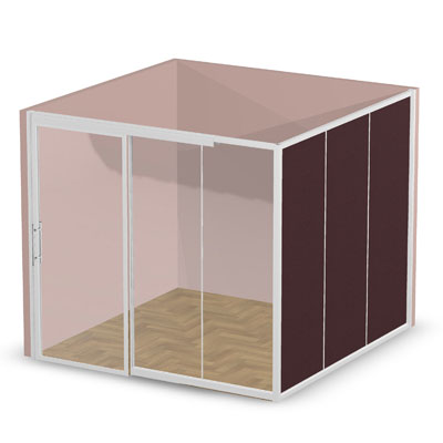 10' x 10' Room with Framed Front, Paneled Side and Sliding Door