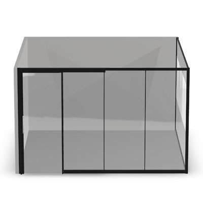 14' x 14' Room with Framed Front, Segmented Side and Frameless Sliding Door